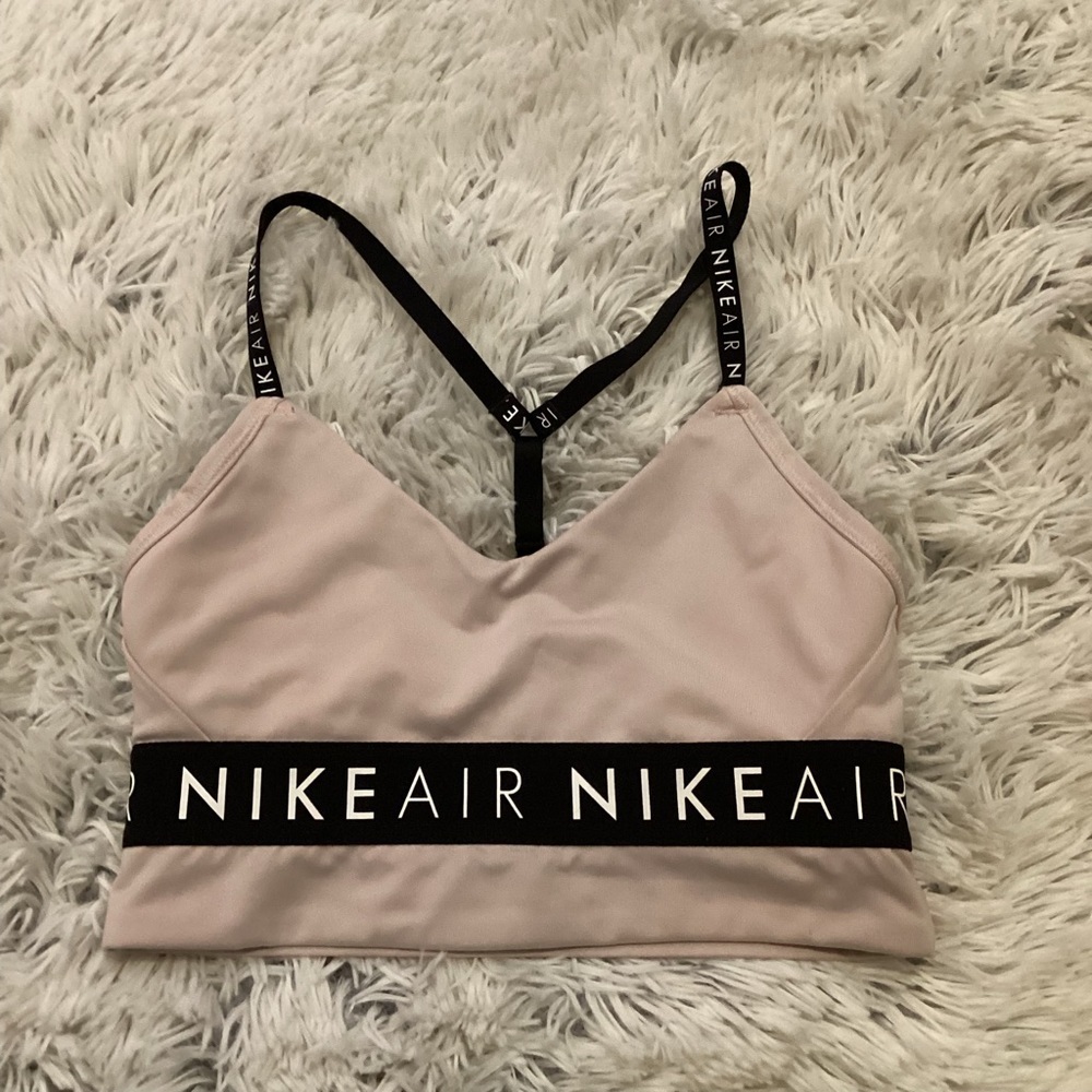 Nike Air low impact sport bra Woman’s XS strappy pale pink black and whi…